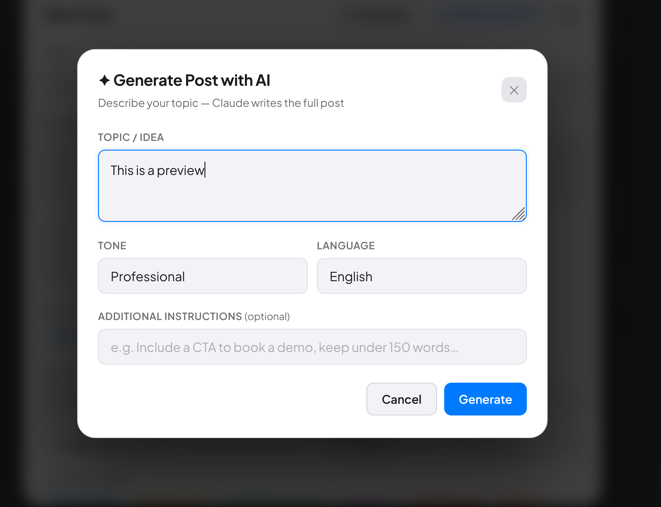 SocialCue AI post generation
